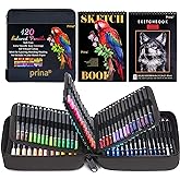 PRINA Art Supplies 120 Colors Colored Pencils Set for Adults Coloring Books with Sketchbook, Professional Vibrant Artists Coloring Pencils for Drawing Sketching Blending Shading, Soft Core Oil Based