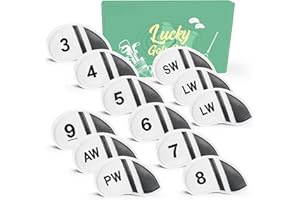 Amy Sport Golf Iron Head Covers Value 12 Pcs Set Thick Synthetic Leather, Protection Weatherproof Club Headcover Fit Universa