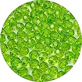 YUEXIGO 1000pcs 6mm Acrylic Round Faceted Beads for Crafts Faceted Spacer Beads for Sewing Crafts Decoration Necklaces Bracelets Earrings Jewelry Making(Light Green)