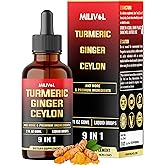 MILIVOL 9in1 Liquid Turmeric Curcumin with Ginger, Berberine, Ceylon, Garlic, Black Pepper for Joint Support - 2FL Oz - 60 Servings