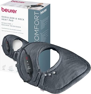 HK 66 Cosy Almohadilla eléctrica para hombros y cuello, almohadilla eléctrica de forma anatómica con cierre magnético, 3 niveles de temperatura con mecanismo de desconexión automática, lavable