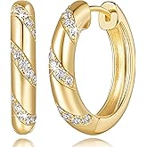 Eloqueen 14K Gold Earrings for Women Twisted Gold Hoop Earrings Hypoallergenic Earring for Women Trendy Lightweight Golden Earring Hoops