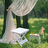 MEILEWLE Folding Wooden Outdoor Side Table - Square Garden Table - White view 6