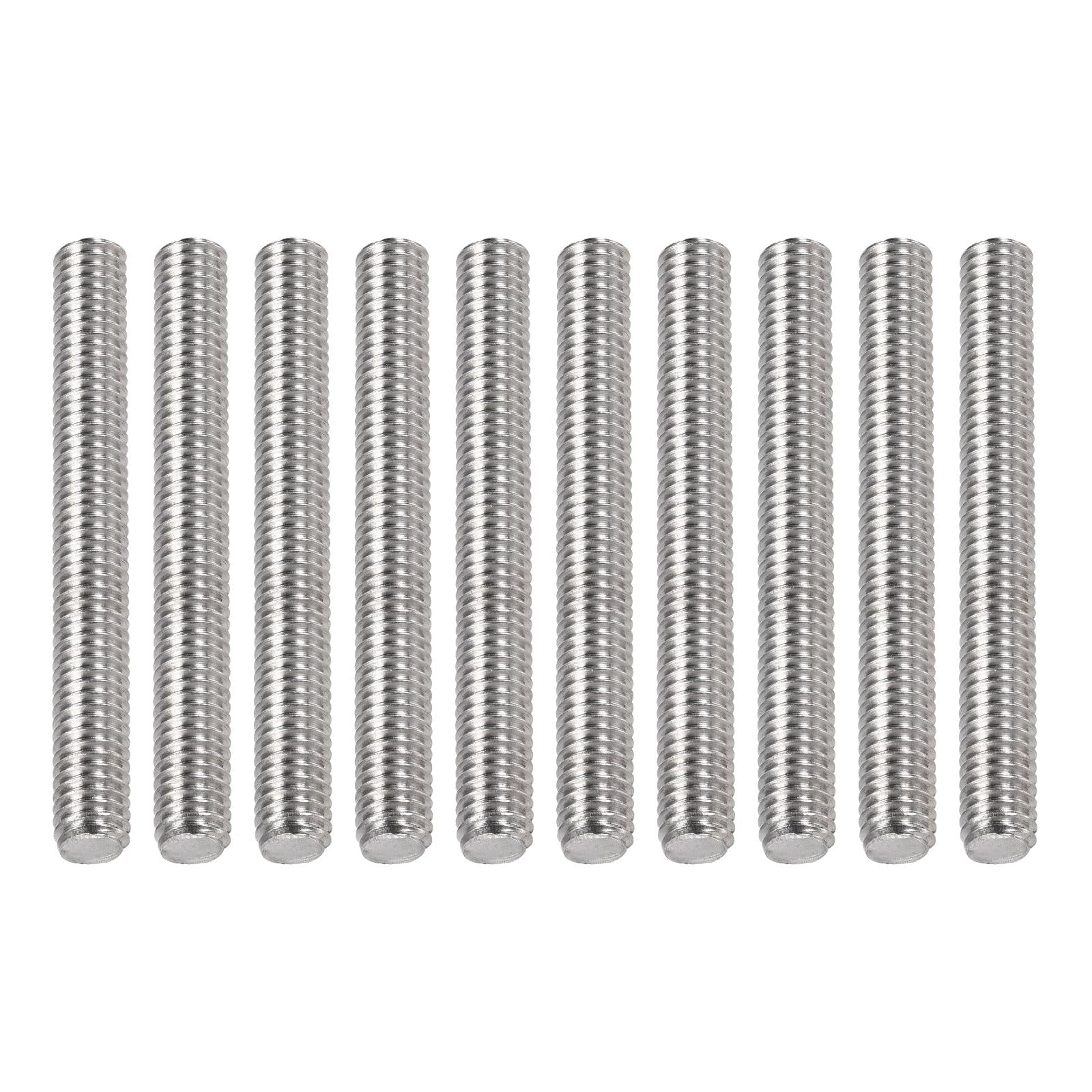 DTGN M6x1x50mm(DxPxL) Fully Threaded Rod - 15Pack - Good for Machinery - 304 Stainless Steel Right Hand Thread Rods Bar Studs - Silver