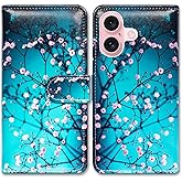 Bcov Case for iPhone 17,Plum Blossom Flower Leather Flip Phone Case Wallet Cover with Card Slot Holder Kickstand Case for iPhone 17
