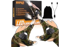 KOOPOOL LED Gloves, Flashlight Gloves Christmas Gifts for Men Who Have Everything, Cool Gadgets for Fishing, Hunting, Camping, Techies