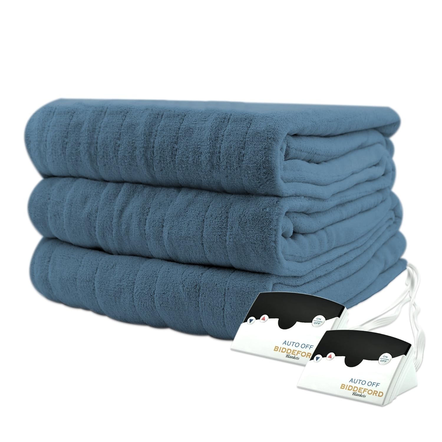 Biddeford 2023-905291-500 Electric Heated Knit MicroPlush Blanket, Queen, Denim