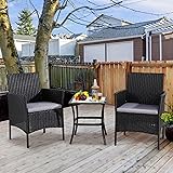Shintenchi 3 Pieces Outdoor Patio Furniture Set, Portable Rattan Chair Wicker Furniture for Backyard Porch Lawn Garden Balcon