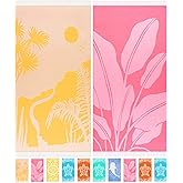 Antfuny 2 Pack Turkish Beach Towel Quick Dry Absorbent Lightweight Thin Bathroom Bath Pool Swim Towels Extra Large Oversized Sand Free Towel Beach Accessories Essentials Stuff Adults Gift Yellow Pink