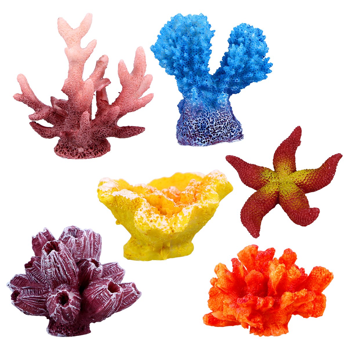 Balacoo Aquarium Decor- 6Pcs Artificial Sea Star, Fake Coral Hiding Ornament for Aquarium Fish Tank Decoration (Random Pattern)