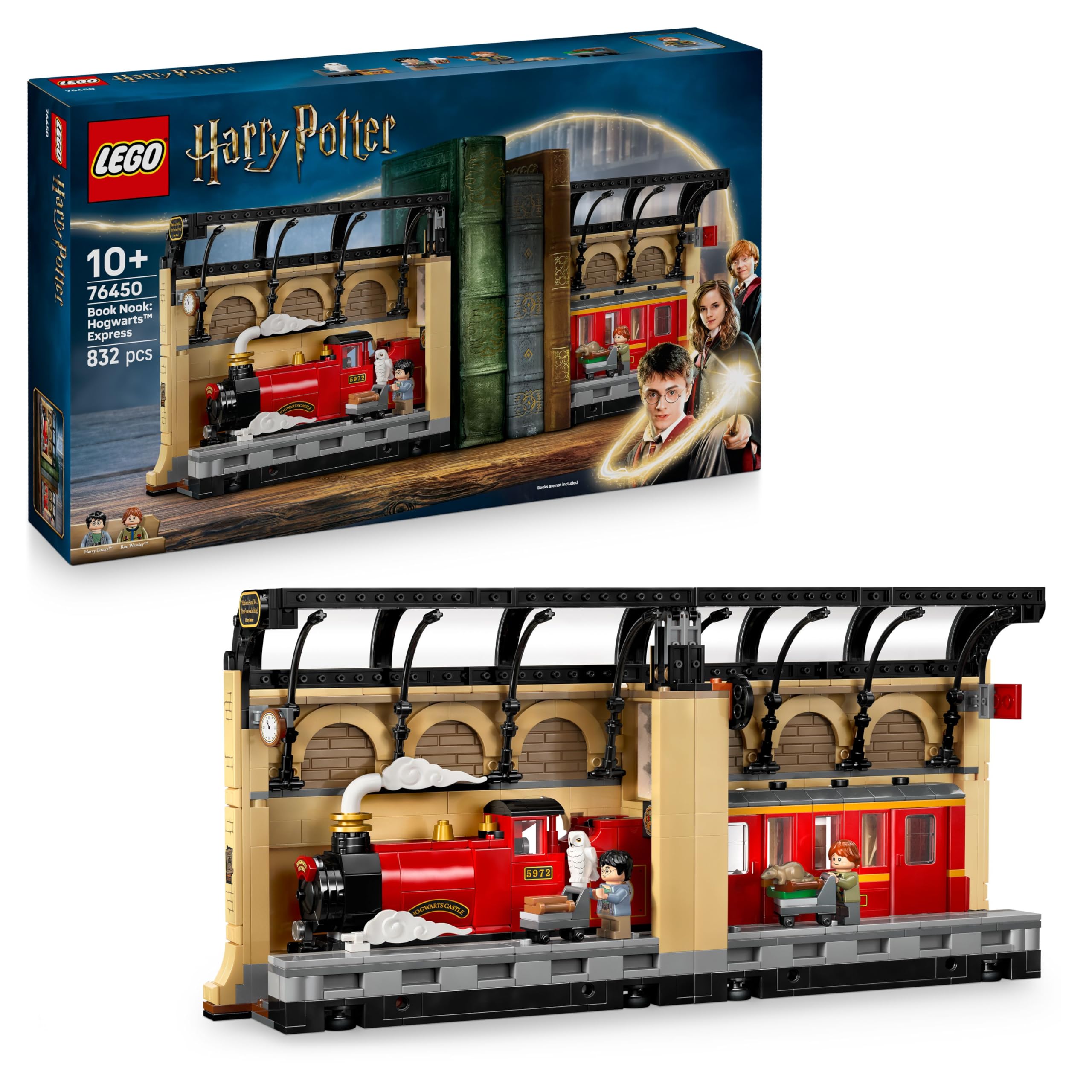LEGO Harry Potter Book Nook: Espresso per Hogwarts - Set con Treno Giocattolo, 2 Minifigure tra cui Ron Weasley, Edvige e Crosta - Regalo dal Wizarding World per Bambini e Bambine da 10 Anni - 76450