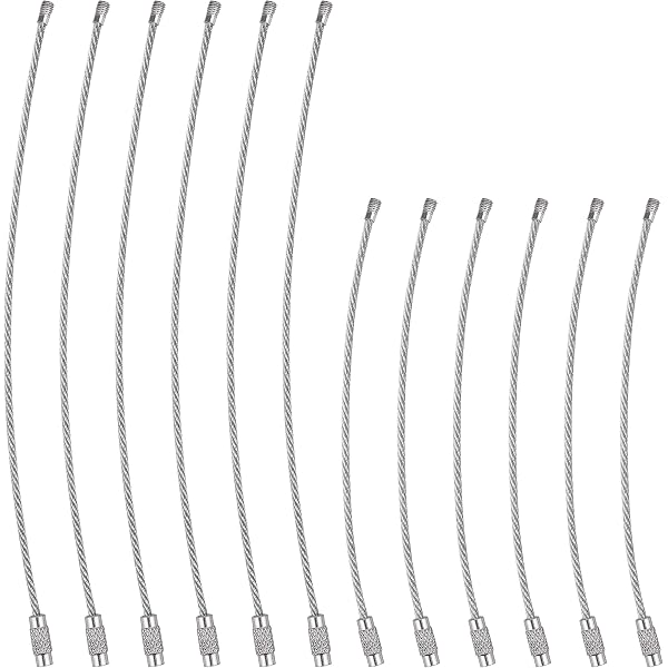 5 Pack - Wire Luggage Loops - Stainless Steel Cable Ring - Secure Screw Closure for Hanging Luggage Tags, Keyrings, Keychain & DIY Projects - Canada