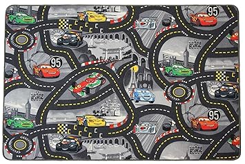 Kinderteppich Spielteppich DISNEY CARS - 140x200cm, Anti-Schmutz-Schicht, Auto-Spielteppich für Jungen & Mädchen, Verkehrstep