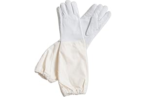 FOREST BEEKEEPING SUPPLY - Goatskin Leather Beekeeper's Glove with Long Canvas Sleeve & Elastic Cuff(2XL)