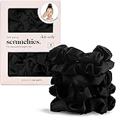 Kitsch Satin Scrunchies for Women | For All Hair Types - Black, 5pcs | Wake Up Frizz-Free, No Crease Hair Ties, Softer Than Silk Scrunchies, Stylish Hair Accessories For All Hair Types