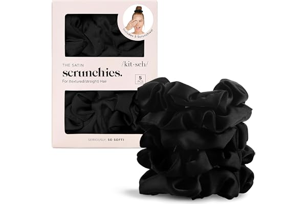 Kitsch Satin Scrunchies for Women - No Crease, Frizz Control | Softer Than Silk Scrunchies Gentle On Hair Scrunchies for All
