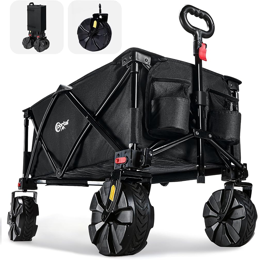 Portal Folding Beach Trolley Camping Wagon Cart, 110kg Capacity, All-Terrain