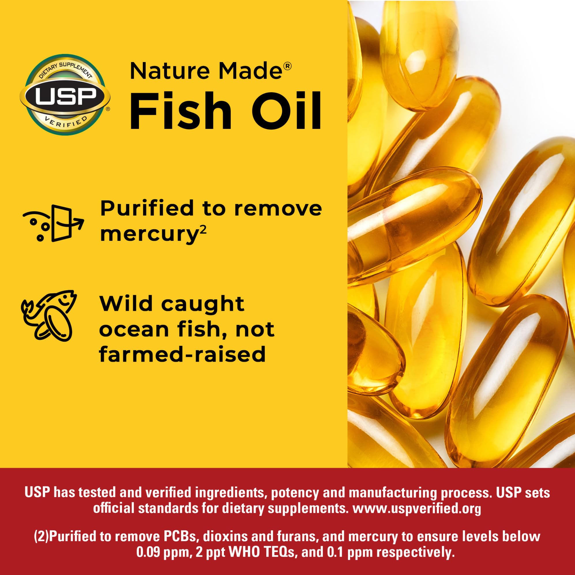 Nature Made Fish Oil Omega 3 Supplements, 1200mg Softgels, Omega 3 Fish Oil for Healthy Heart Support, 100 Softgels, 50 Day Supply