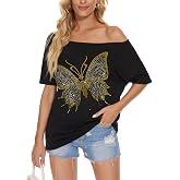 Womens Off The Shoulder Tops Shiny Shirts Short Sleeves Regular and Plus Size Dolman Metallic Tops