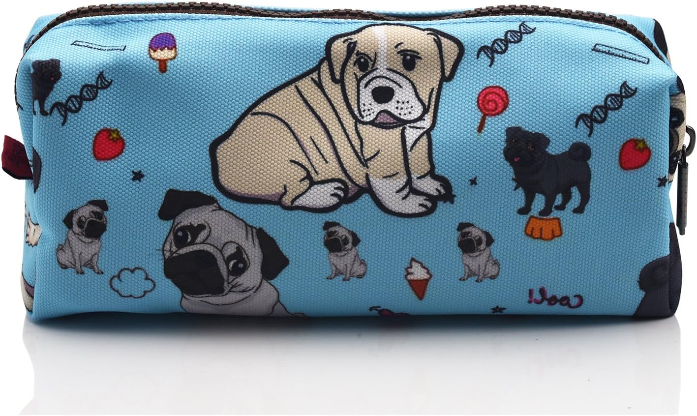 Cute Pug Dog Pencil Case Students Canvas Pen Bag Pouch Stationary Case
