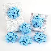 AIMUDI Baby Blue Bows for Gift Wrapping 4.5'' Grosgrain Gift Bows Self Adhesive Bows for Presents Baskets Birthday Party Holiday Baby Shower Wedding Decorations - 6 Counts