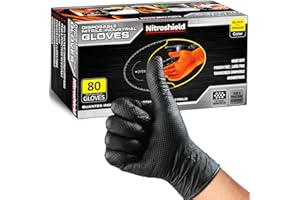 9 Mil Heavy Duty Black Nitrile Gloves,Raised Diamond Texture Grip,Industrial Mechanic Rubber Gloves Disposable Latex Free Che