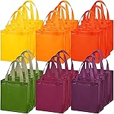 Wesnoy 18 Pcs 36 Pcs Thanksgiving Non Woven Fall Gift Bags with Handles Reusable Party Favor Goodie Bags Bulk, Autumn Rainbow Color Tote for Women Wedding Birthday Bridal Shower Decoration (Orange)