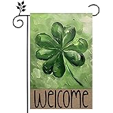 Welcome St. Patrick's Green Clover Garden Flag 12x18 Double-sided Burlap Home Outdoor Patio St. Patrick's Day Happy Garden Flag Decoration