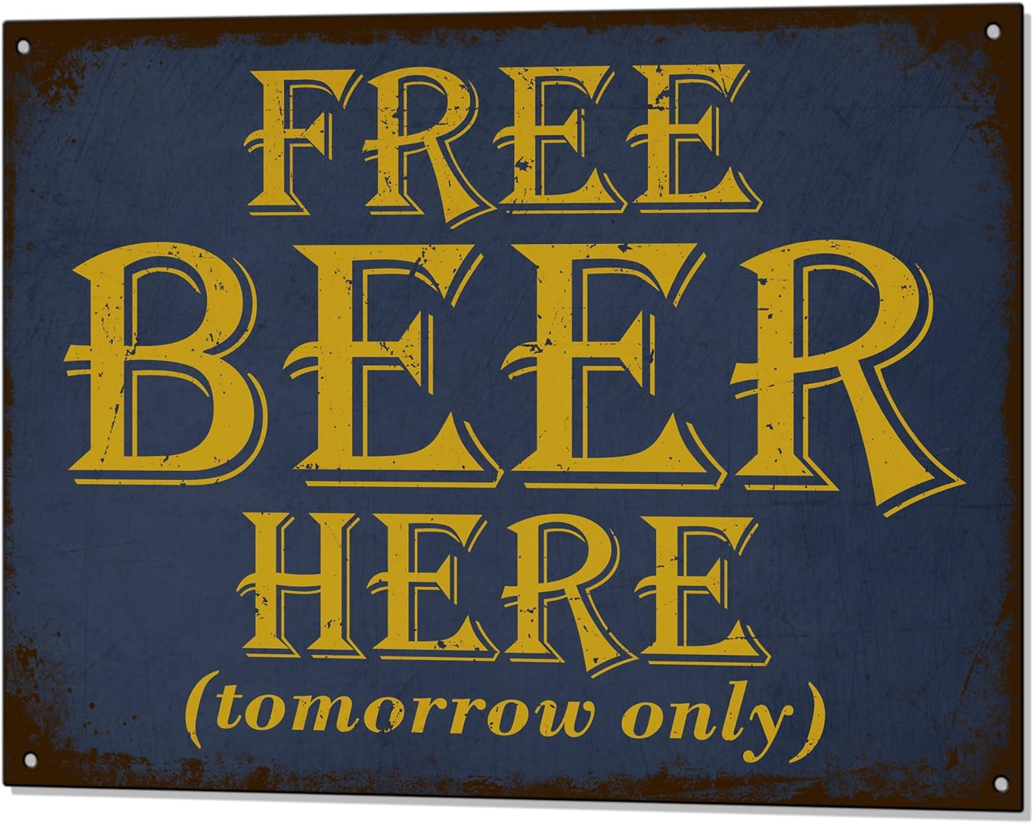 Free Beer Tomorrow Funny Metal Sign Bar Tin Plaque Retro Decor Amazon