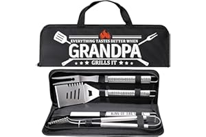 LEWARAN Grandpa Gifts from Grandkids, Gifts for Grandpa Christmas, Grilling Accessories, Heavy Duty Stainless Steel Grill Set BBQ Grill Tools for Outdoor Grill with Aluminum Case, Camping Grill Utensils Set