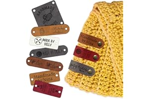 Custom Leather Tags for Crochet Items Personalized Tag for Handmade Items with Rivets Embellishment Knit DIY Craft Accessorie