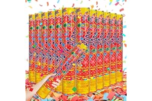 FIEKEICC 12Pack Confetti Cannon Multicolor Party Confetti Shooters Biodegradable Confetti Poppers 12Inch Party Poppers Cannon Launches 15-20ft for Graduation Birthday Wedding New Years Celebration Decorations