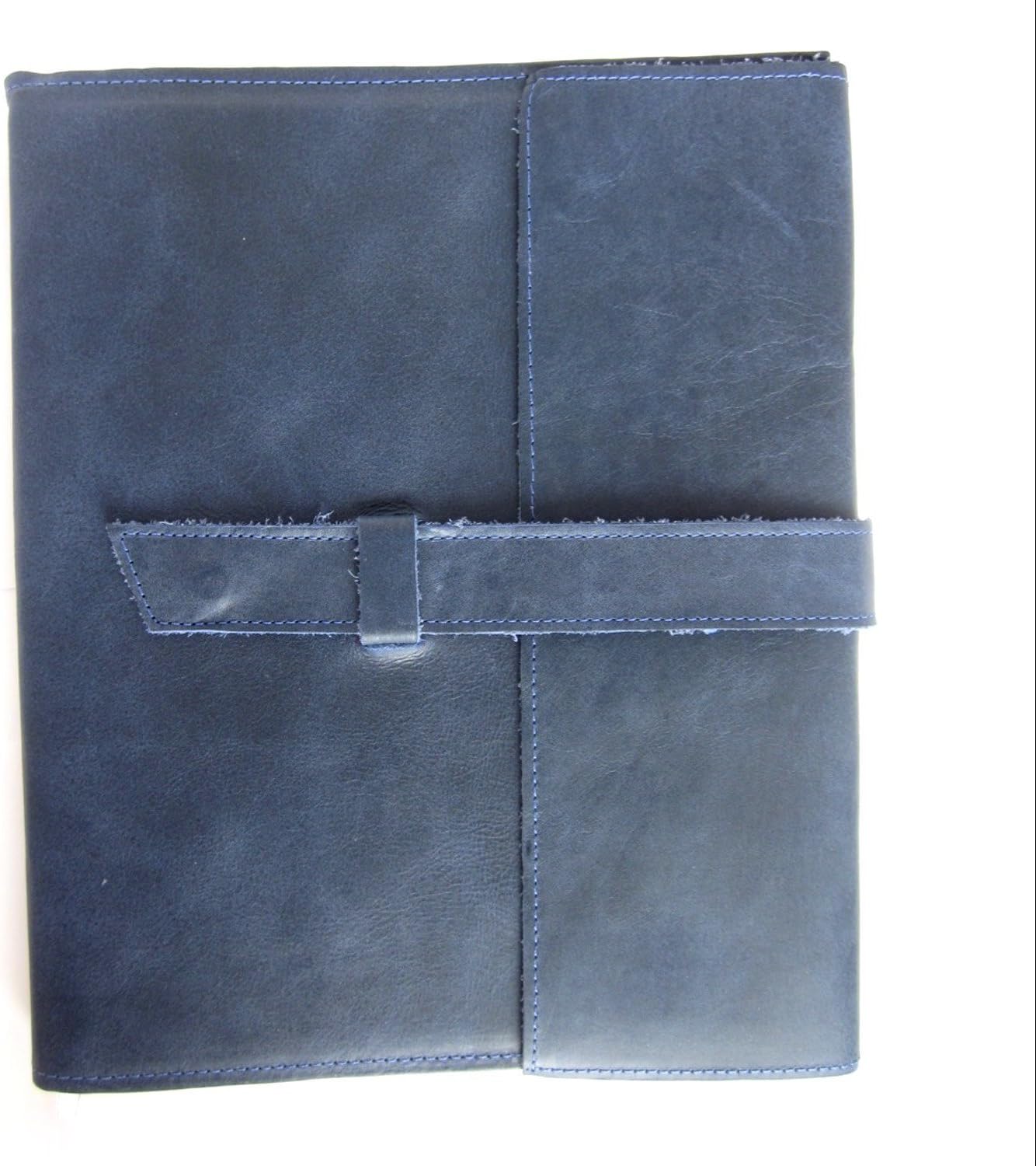LARGE Leather Journal, Lined Notebook, Handmade, Refillable Gift Men & Women, 10 X 8.5 X 1.5 (Blue)