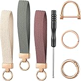 Nosiny 3 Pcs Stretchy Keychain Wristlet Woven Wrist Lanyard for Car Keys Cute Key Chain with 3 Keyrings and D-ring