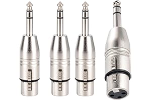 LanSenSu 4-Pack XLR Female to 1/4" TRS Adapter, Balanced Female XLR to Quarter Inch 6.35mm Male Adapters