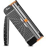 Firbon A4 Paper Cutter, 12 Inch Paper Trimmer with Extened Ruler, Black | 10 Sheet Capacity | CM &amp; Inch Scale | Spring-Loaded Safe Blade | Cuts Cardstock, Vinyl, Coupons, Labels &amp; Scrapbooking Craft