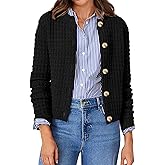 ATHMILE Womens Cardigan Sweaters Casual Long Sleeve Button Down Crewneck Casual Knit Cropped Fall Winter Jackets Clothes