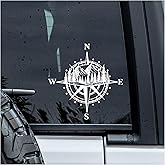 MYMKO Compass Mountain Forest Decal, Outdoor Car Window Decals, 6 Inches UV DTF Tranfer Car Stickers, Weatherproof Car Truck Window Bumper Sticker, Adventure Car Stickers and Decals for Hiking Lovers