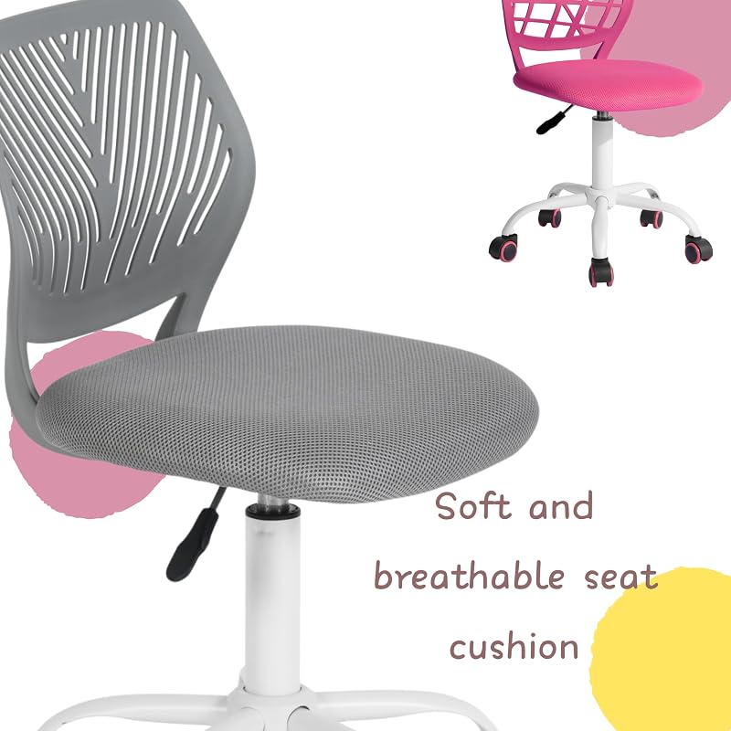 Chaise de Bureau colorée - Design Moderne et réglable - Siège d'ordinateur - Pivotant - sans Bras - pour Enfant - Étude - Chambre à Domicile - Plastique - Bleu - 38,5 cm x 40 cm x 75-87 cm — photo 6 sur 7