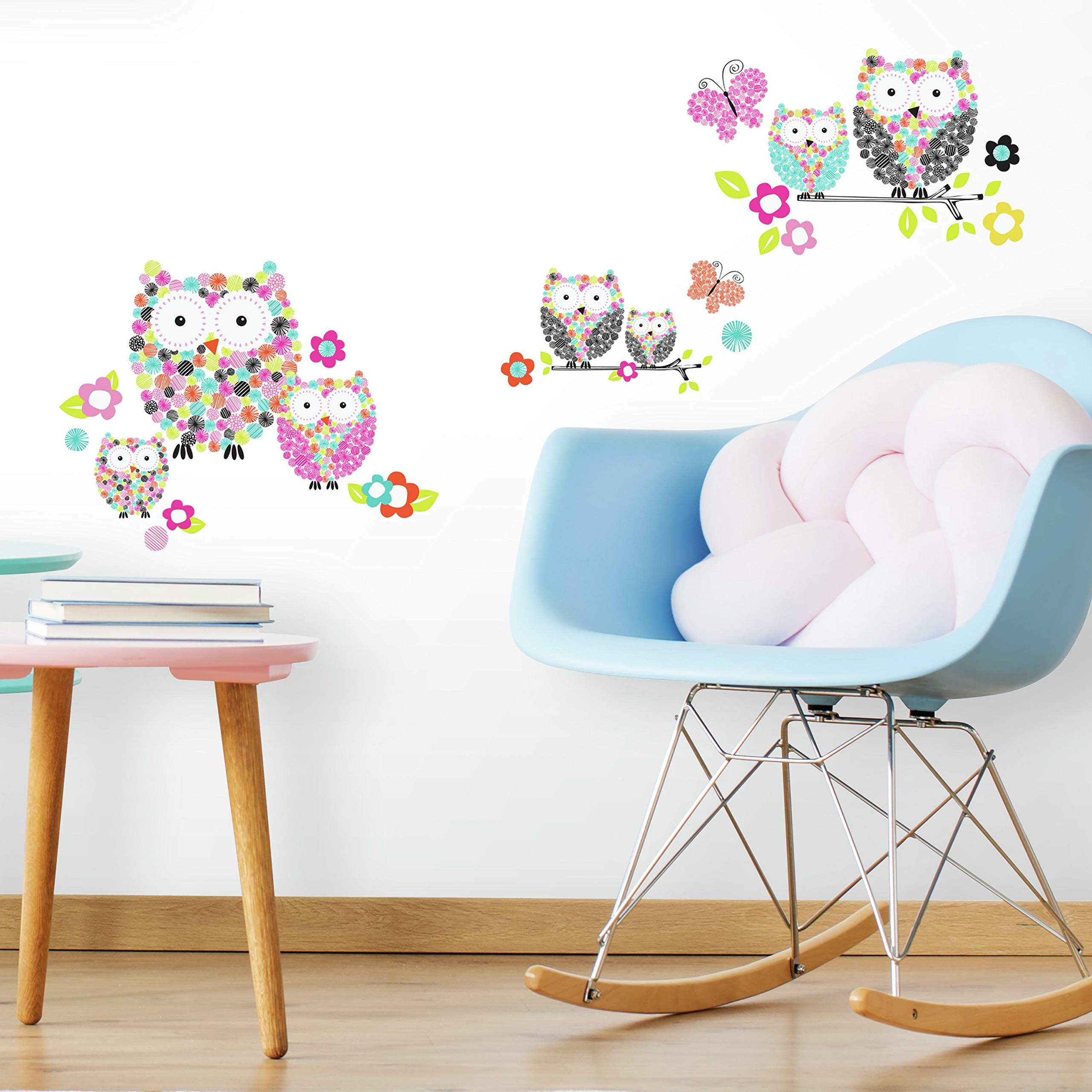 RoomMates Repositionable Prisma Owls and Butterflies Wall Stickers