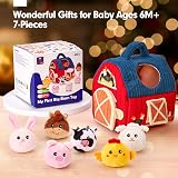 Hahaland Baby Toys 6-12 Months Farm Animals with Barn Rattle Crinkle Mirror view 7