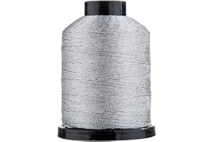 LAIAFTS Premium Metallic Thread 218-Yard Shiny Finish for DIY Projects, Wristbands, Bracelets crochet bookbinding (Silver)