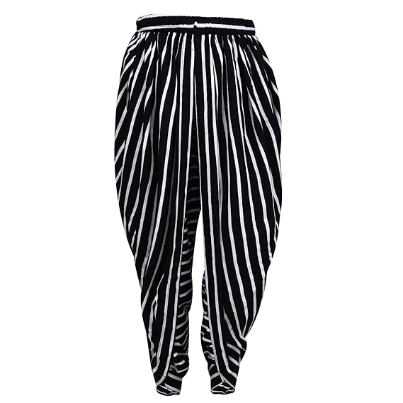 Baby Girl's Black and White Striped Rayon Dhoti Patiala