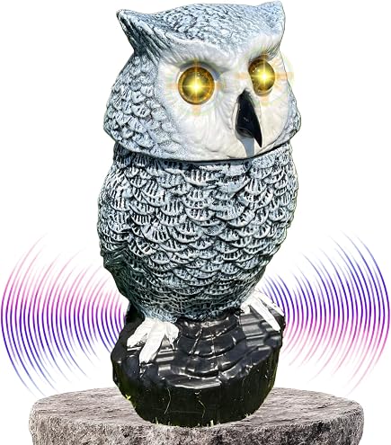 Ugold Solar Powered Garden Owl with Motion Detection, Rotating