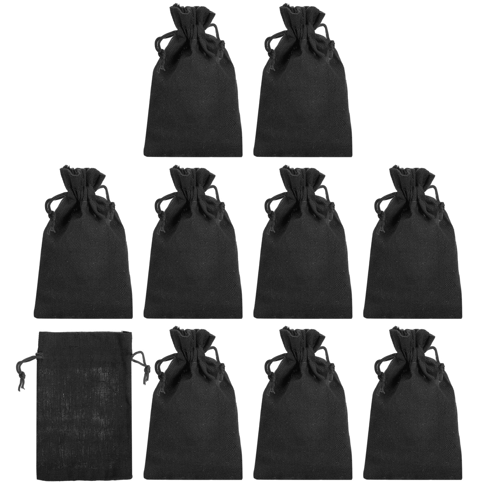 PATIKIL 6"x4" Coin Money Sacks Bag, 10 Pack Bank Deposit Change Transit Bags Cash Bag with Drawstring Currency Bags Gift Bag Style 4, Black