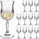 YARYOUNG 7.5Oz Vintage Cordial Glasses Set of 12 Stem Crystal Wine Glasses | Embossed goblet glassware for wine, whiskey &amp; liqueur &mdash; elegant for Valentine's, weddings &amp; anniversaries, dishwasher safe