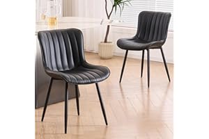 YOUNIKE Modern Dining Chairs Set of 2 Upholstered Armless Kitchen & Dining Room Chairs with Backs Faux Leather Comfy Accent S