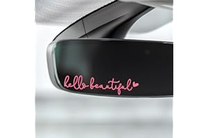 Miarita 3X Hello Beautiful Rearview Mirror Decal, Vanity Mirror Stickers, Rear View Mirror Sticker (Hello Beautiful Pink)