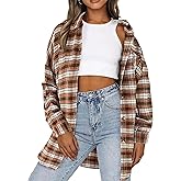 HOTOUCH Womens Flannel Plaid Shirts Cotton Casual Long Sleeve Blouse Classic Collared Button Down 2025 Fall Tops S-2XL