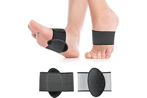 HiRui 2-Pack Arch Support Cushions with Silicone Pad for Plantar Fasciitis Relief - Non-Slip Elastic Foot Arch Brace for Flat & Fallen Arches, High Arch, Foot Care - Fits All Shoes (Black, Medium)